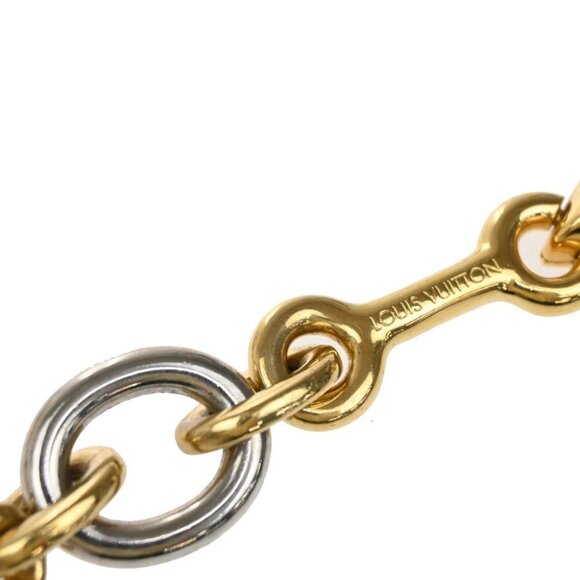 LOUIS VUITTON Logo Chain Long Necklace Gold Silver Italy - Picture 10 of 11